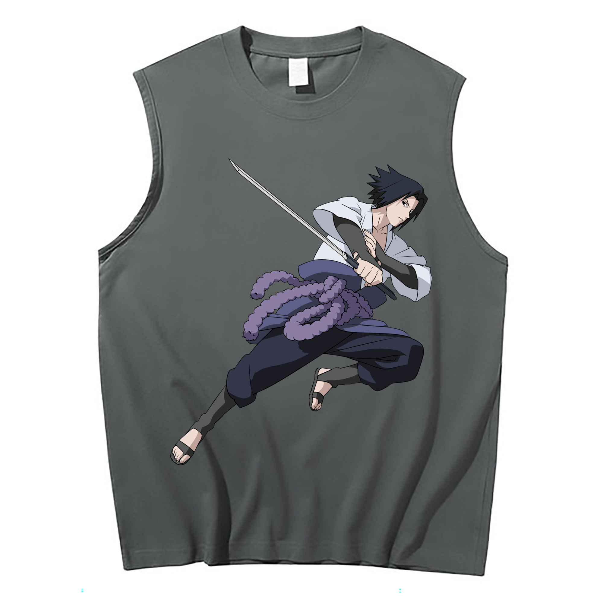 （画像用） NARUTO -ナルト- うちは サスケ Uchiha Sasuke コットン100％タンクトップ（フロントプリント）